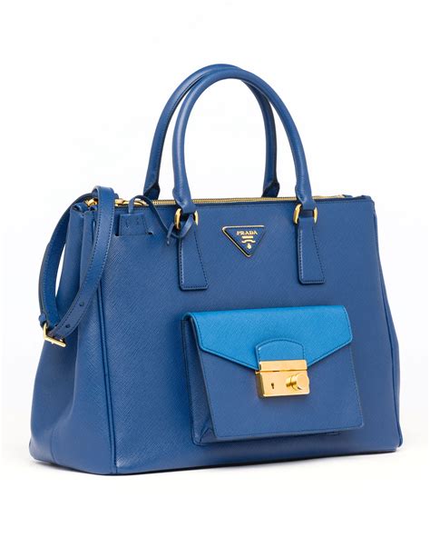 prada saffiano tote blue